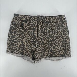 So Brown Tan Cheetah Print High Rise Jean Cut Off Shortie Shorts Size 5 Women’s